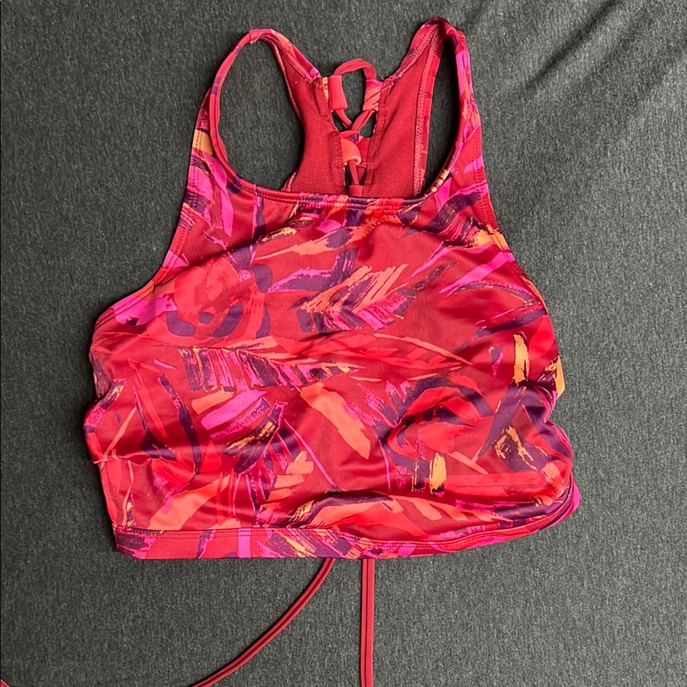Vibrant Red and Pink Sports Bra
